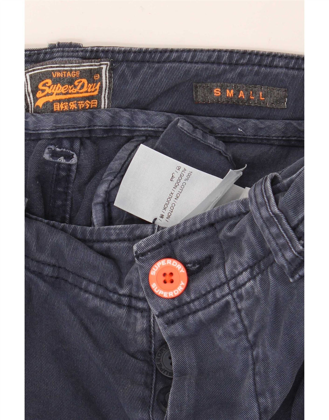 Superdry Herre Cargo Shorts Små W29 Marineblå Bomuld