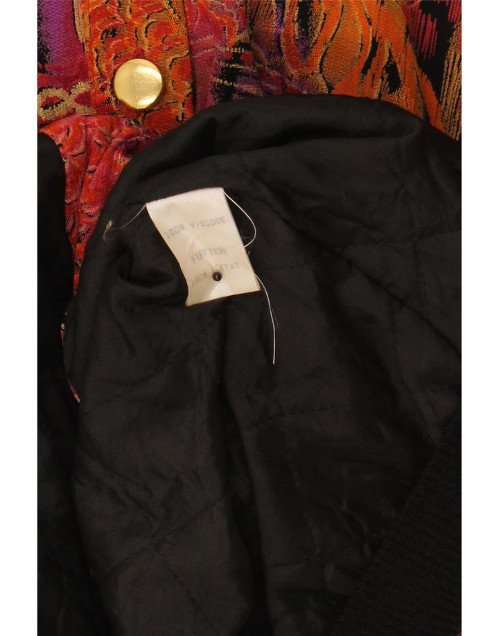 Vintage kvinders abstrakt mønster bomberjakke UK 18 XL flerfarvet