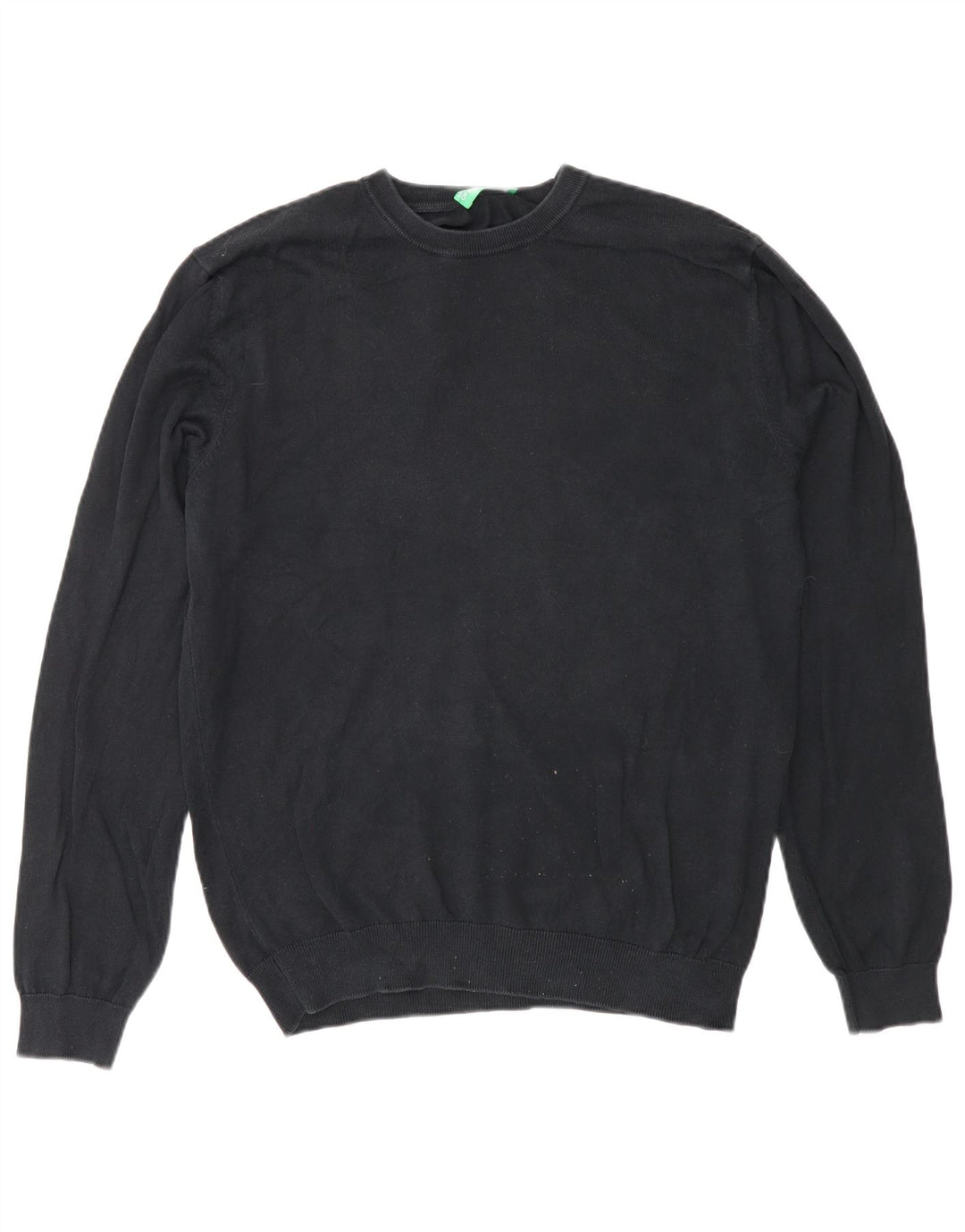Benetton Herre Crew Neck Jumper Sweater Medium Black Classic