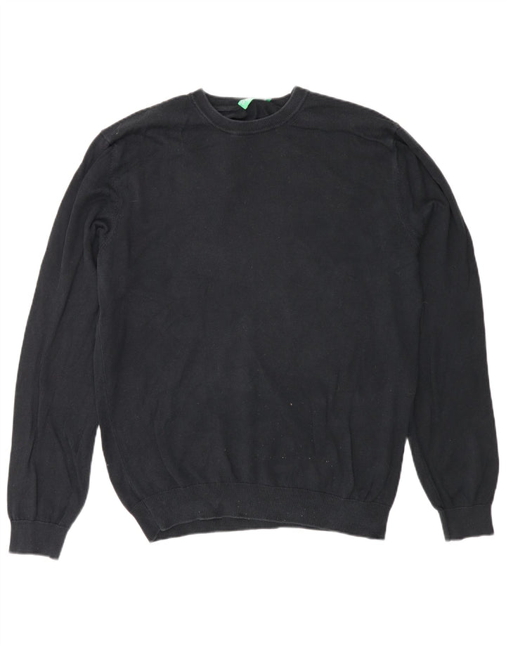 Benetton Herre Crew Neck Jumper Sweater Medium Black Classic