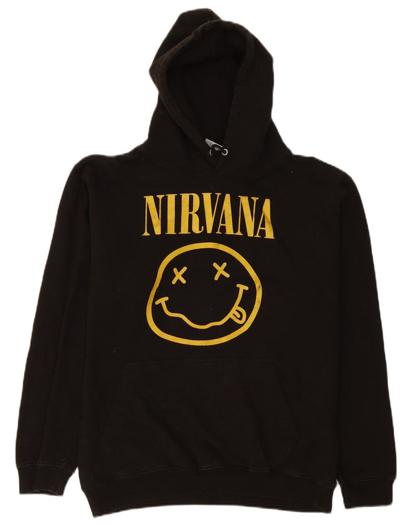 Vintage Nirvana grafisk hættetrøje til mænd mellem sort bomuld