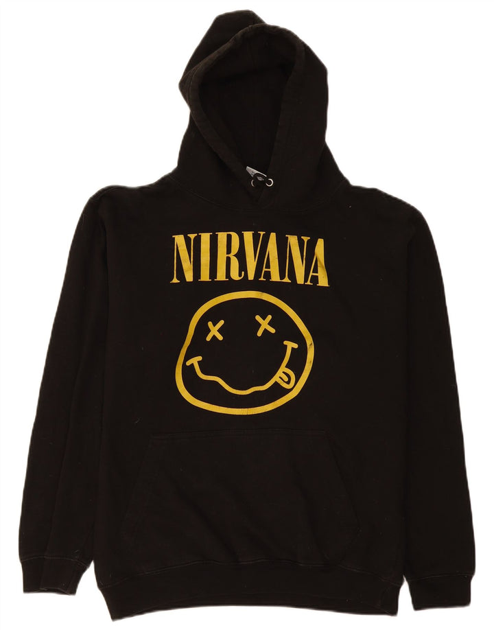 Vintage Nirvana grafisk hættetrøje til mænd mellem sort bomuld