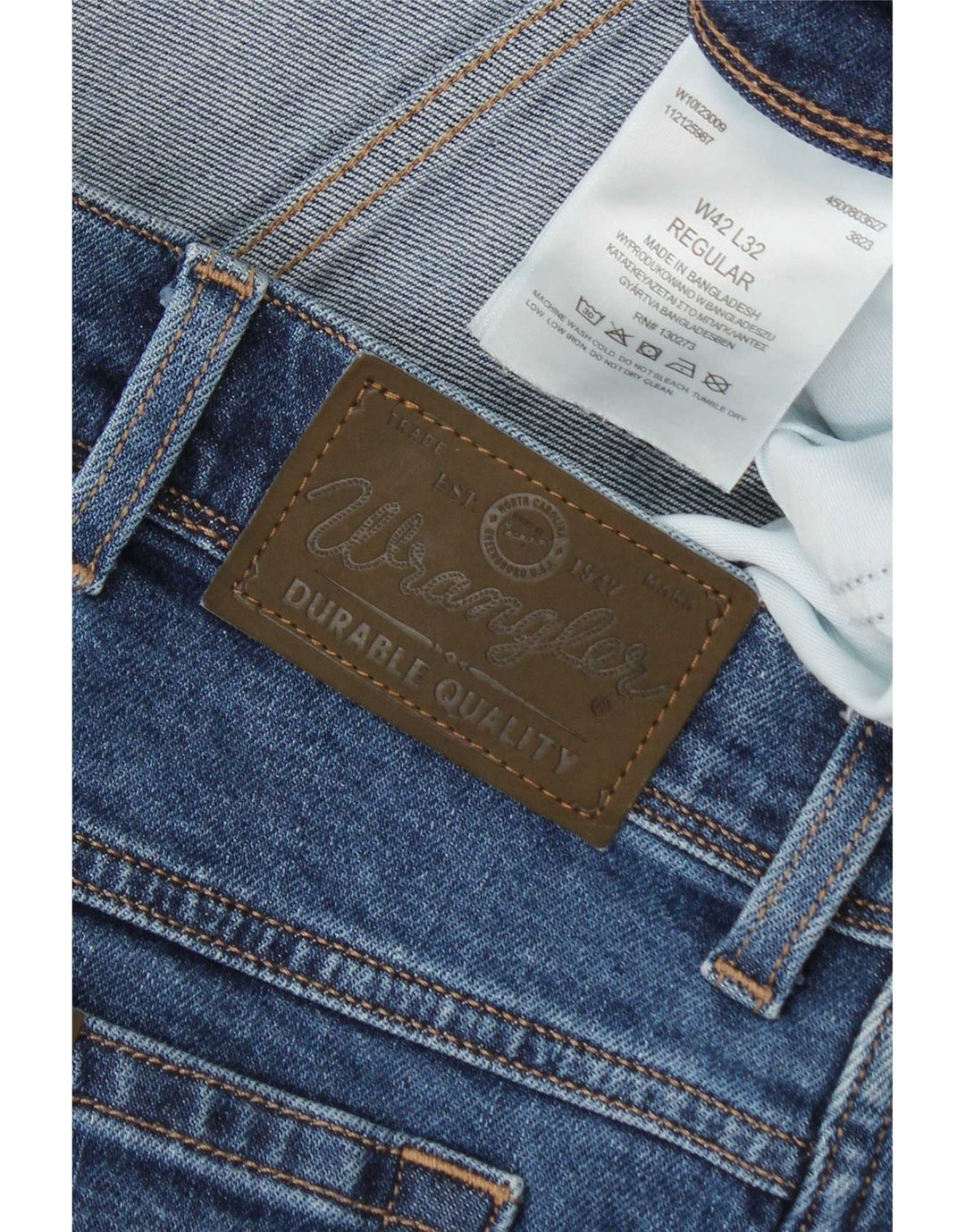 Wrangler Herre Regular Straight Jeans W42 L32 Blå Bomuld