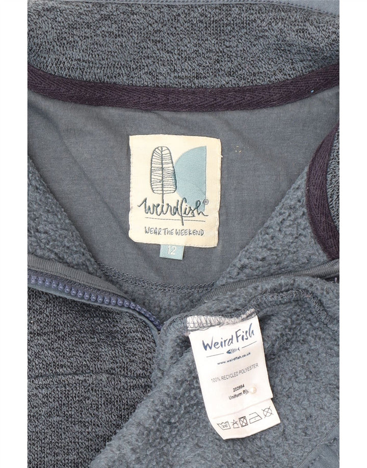Weird Fish Womens Zip Neck Sweatshirt Jumper UK 12 Medium Grey Polyester