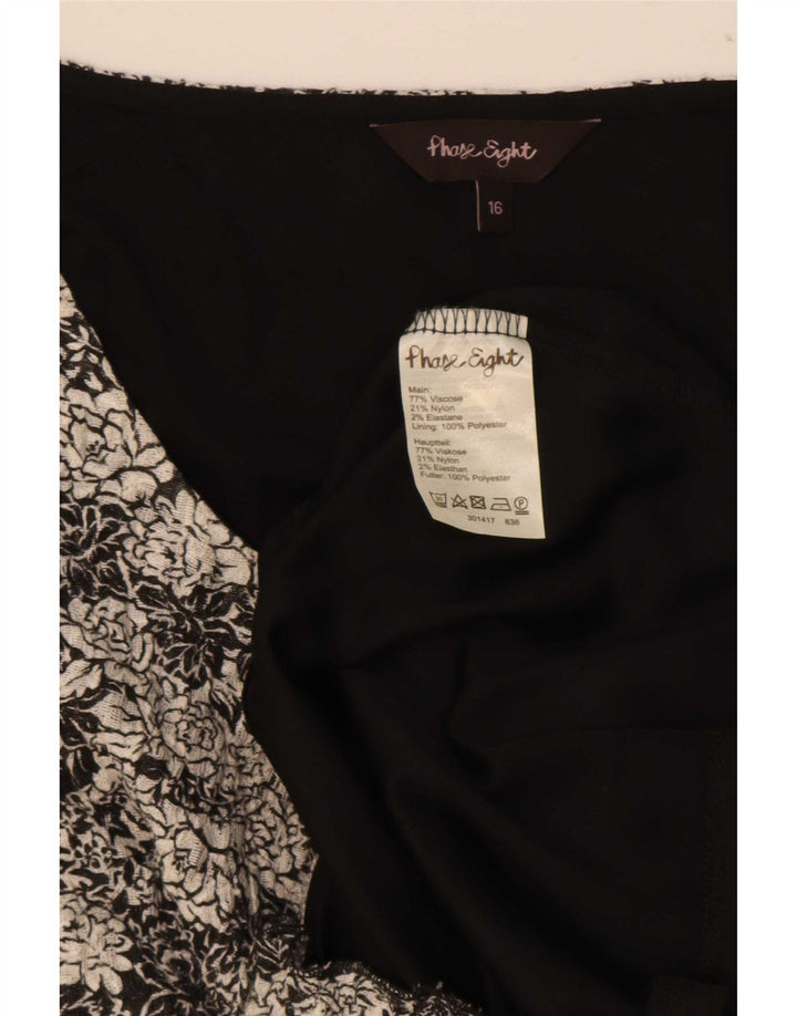 Phase Eight Womens Top 3/4 ærmer UK 16 Large Black Floral Viscose