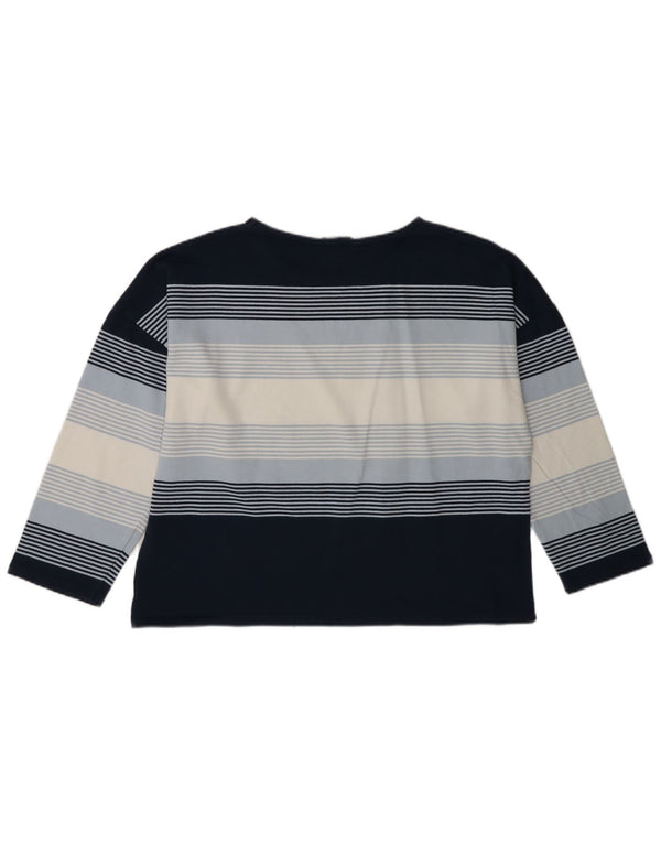 Crew Clothing Womens Top Long Sleeve UK 14 Medium Navy Blue Striped