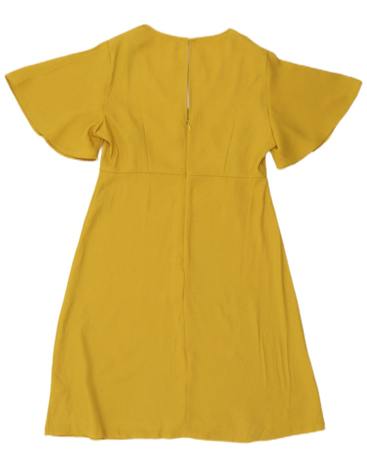Marks & Spencer Dame A-Line Kjole UK 12 Medium Gul Polyester