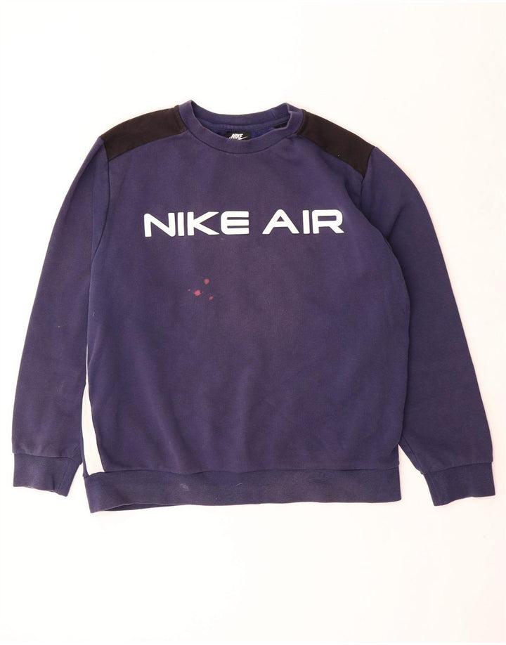 Nike grafisk sweatshirt til mænd, stor marineblå colourblock bomuld
