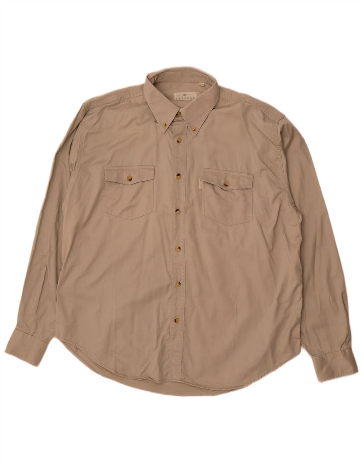 Vintage herreskjorte størrelse 44/46 XL Beige bomuld