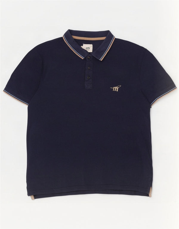 Henry Cottons Mens Polo Shirt Large Navy Blue