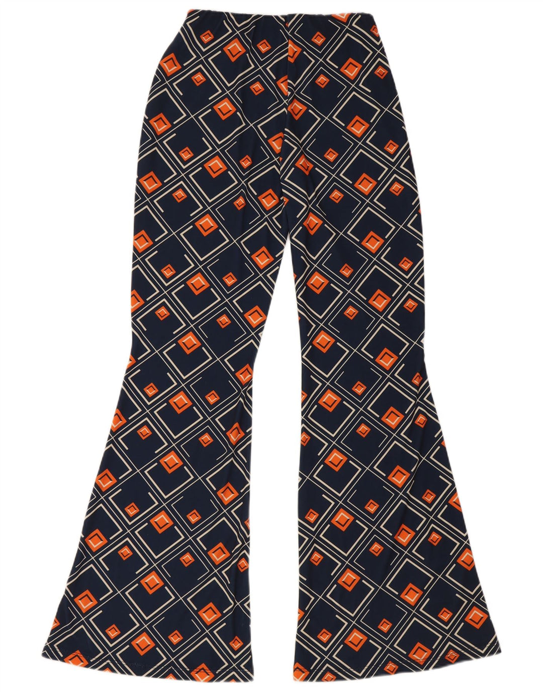 Zara Dame Flare Bukser Medium W28 L32 Navy Blue Geometric