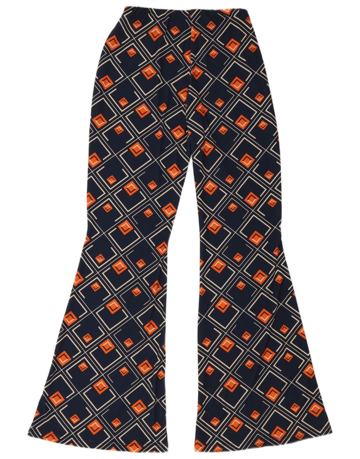 Zara Dame Flare Bukser Medium W28 L32 Navy Blue Geometric