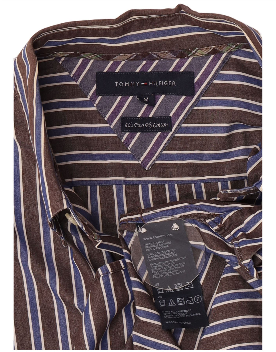 Tommy Hilfiger Herreskjorte Medium Brun Stribet Bomuld