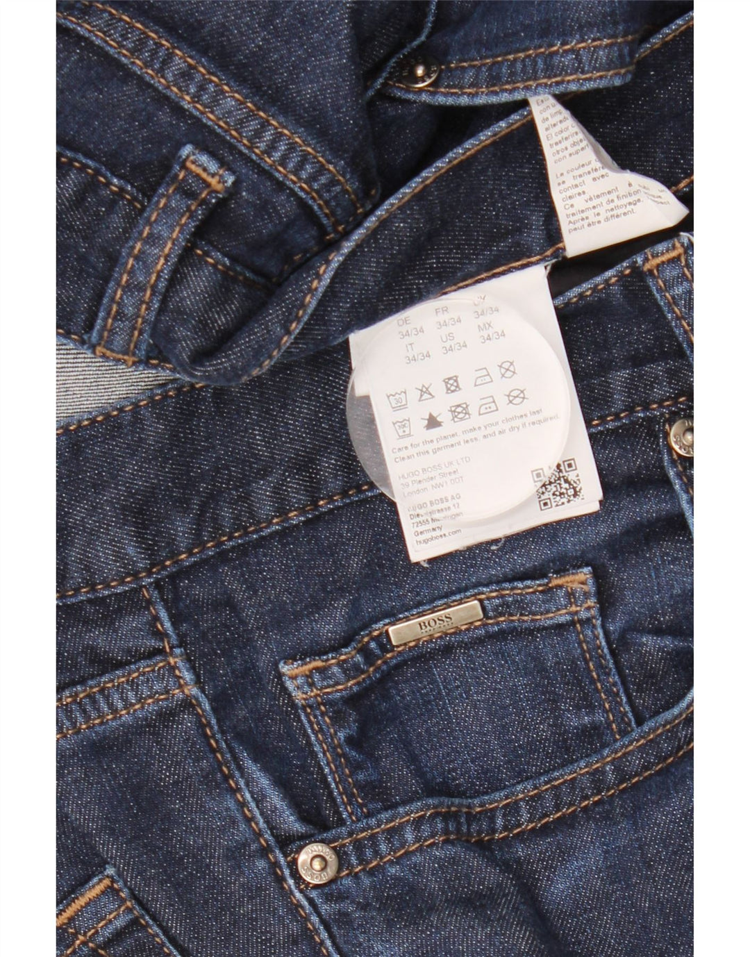 HUGO BOSS Slim Jeans til mænd W34 L34 Marineblå Bomuld