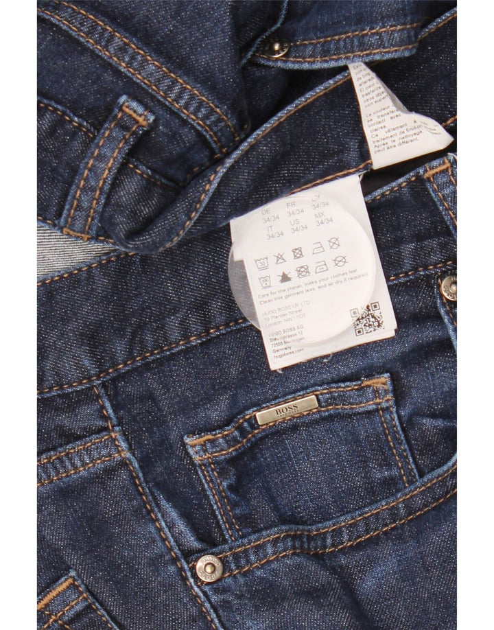 HUGO BOSS Slim Jeans til mænd W34 L34 Marineblå Bomuld