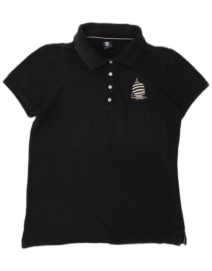 MARINA YACHTING Dame Polo Shirt UK 14 Stor Sort Bomuld