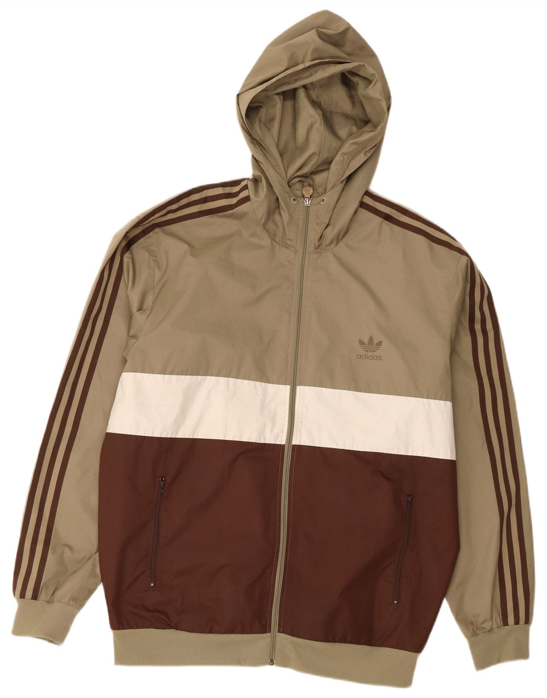 Adidas Træningsdragt med hætte til mænd Topjakke Stor Khaki Colourblock Polyester