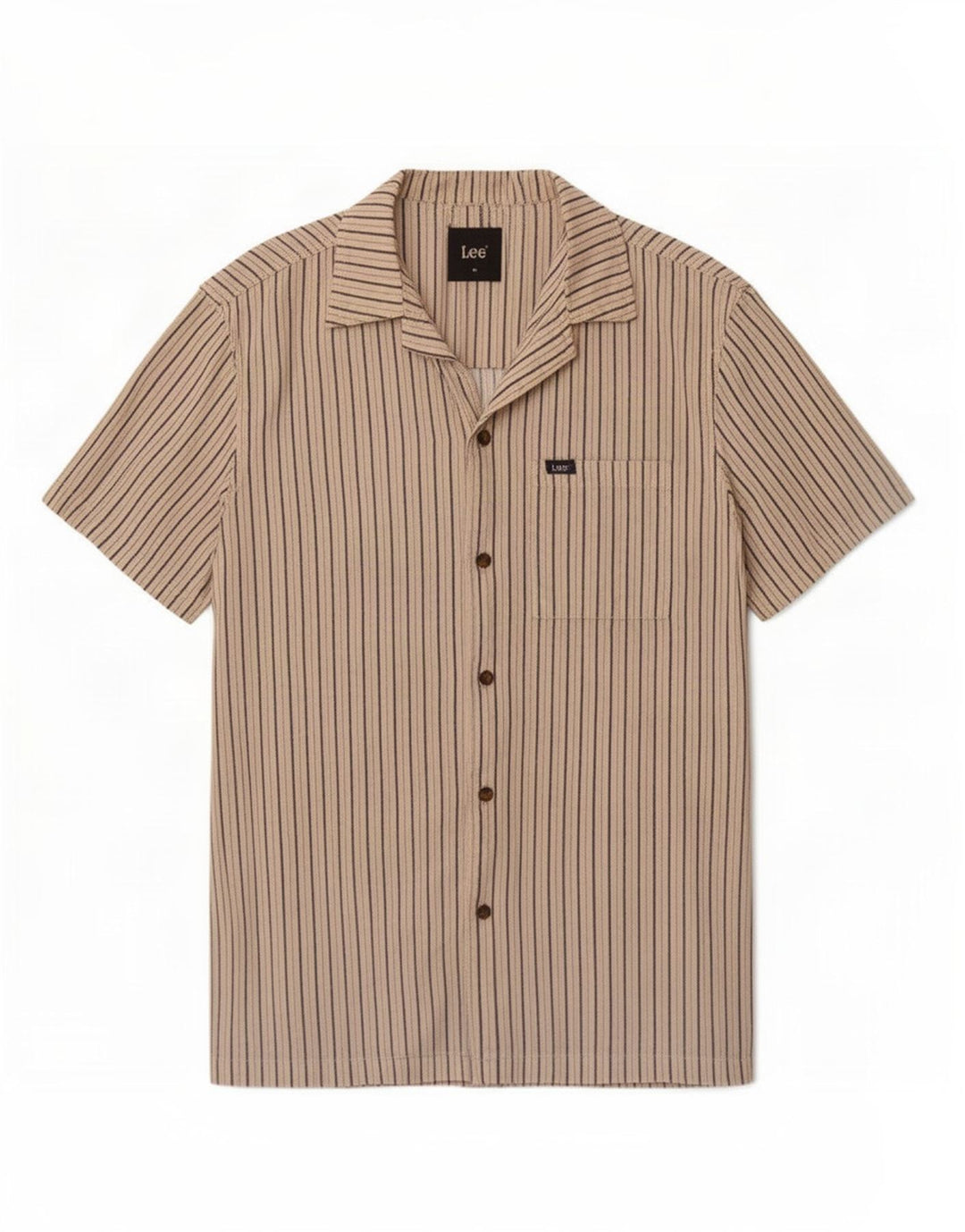 Lee Kortærmet Herreskjorte Medium Beige Nålestribet Bomuld