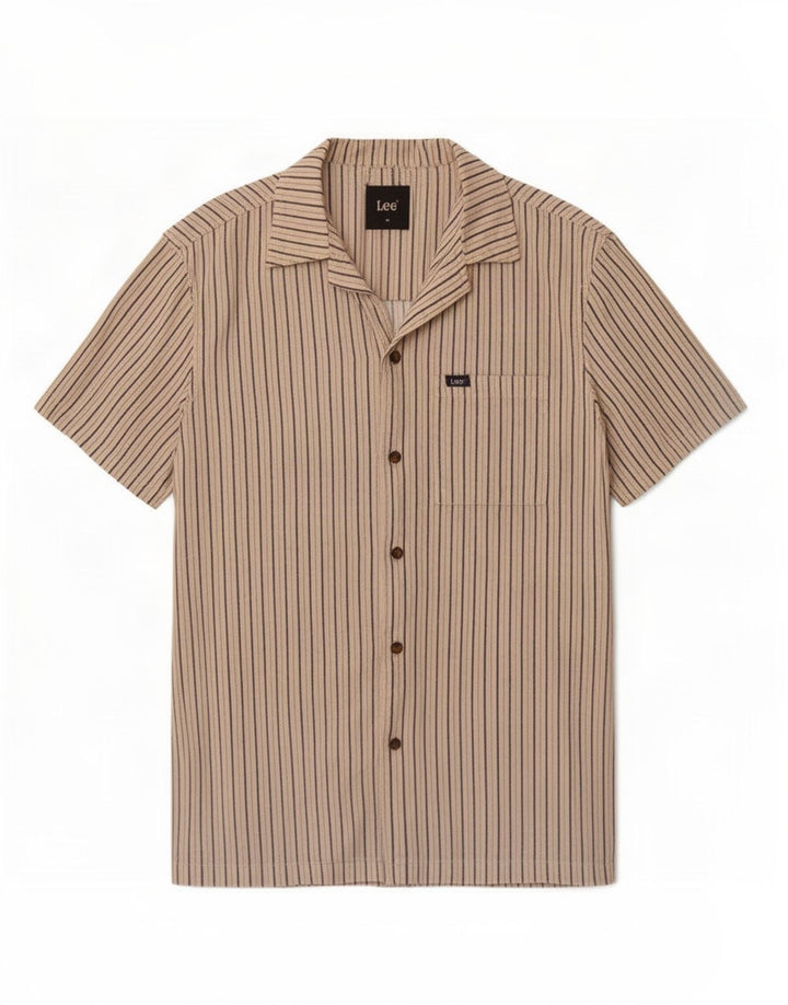 Lee Kortærmet Herreskjorte Medium Beige Nålestribet Bomuld