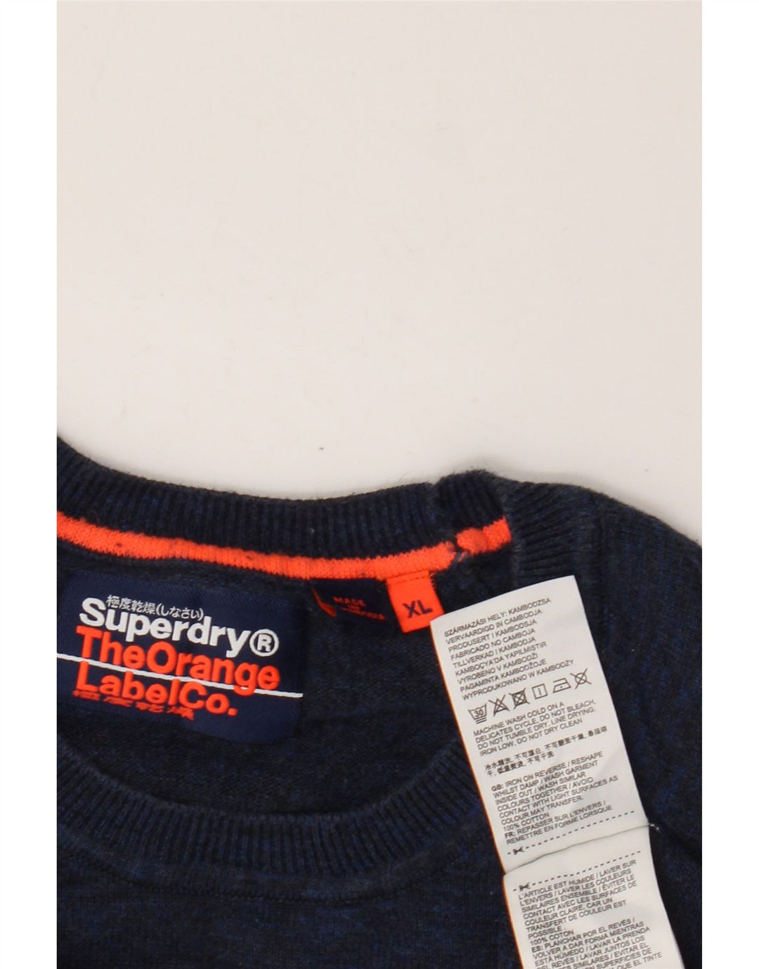 Superdry Sweater med rund hals til mænd XL marineblå bomuld