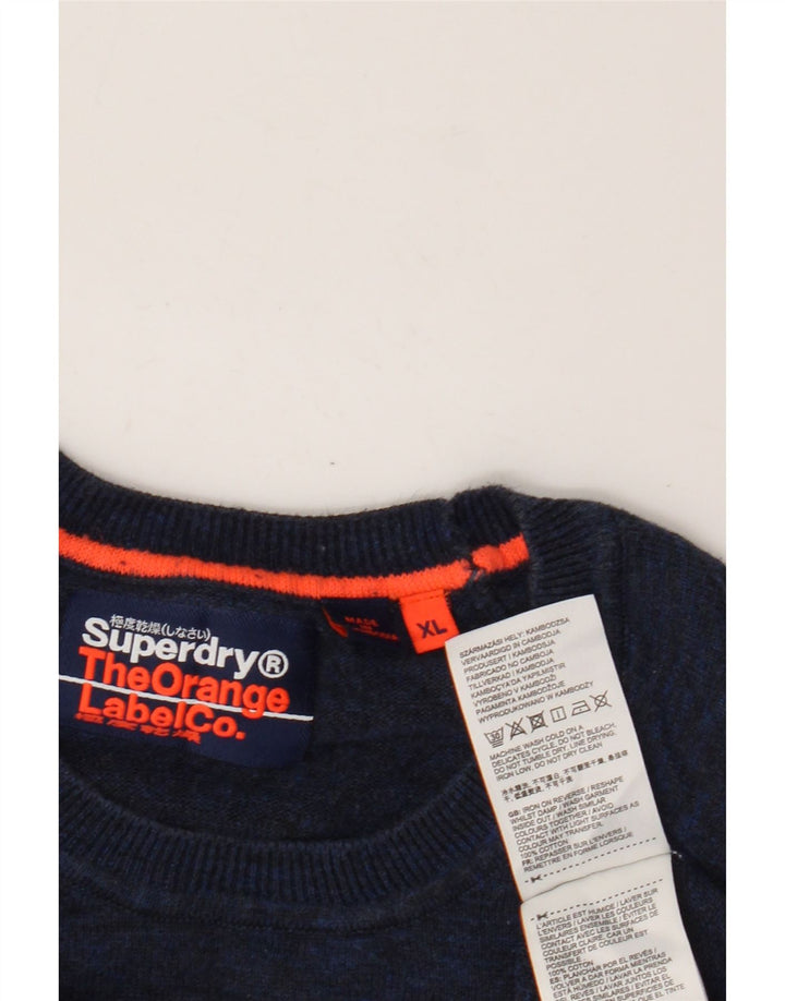 Superdry Sweater med rund hals til mænd XL marineblå bomuld