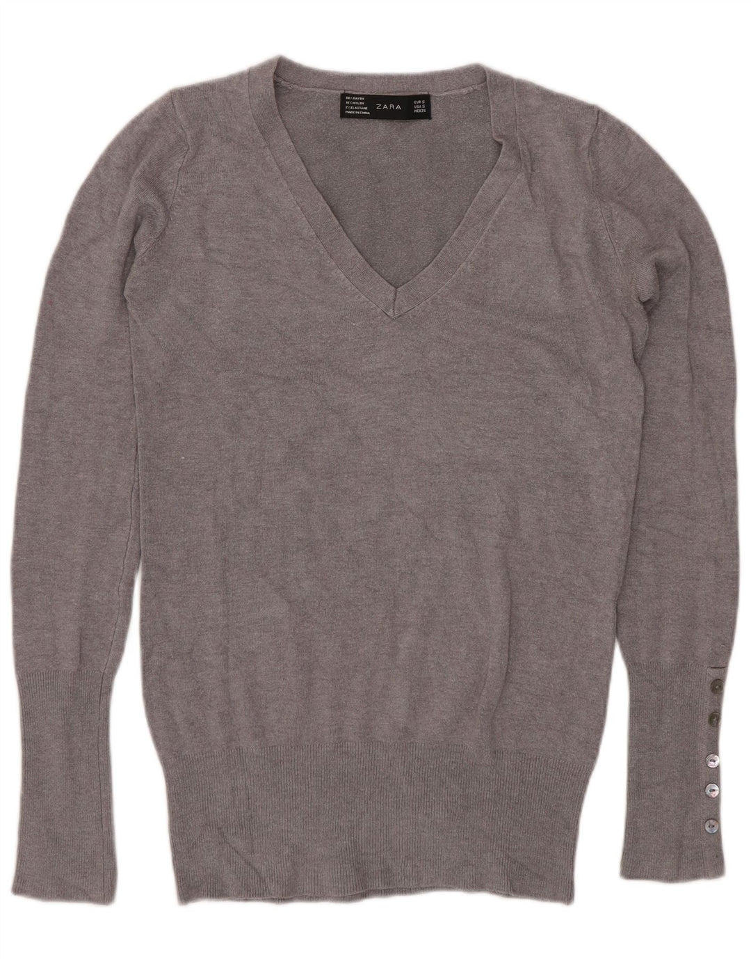 Zara Dame V-hals sweater UK 10 Small Grå