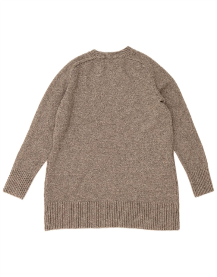 Zara Dame Boat Neck Jumper Sweater UK 12 Medium Grey Flecked Polyester