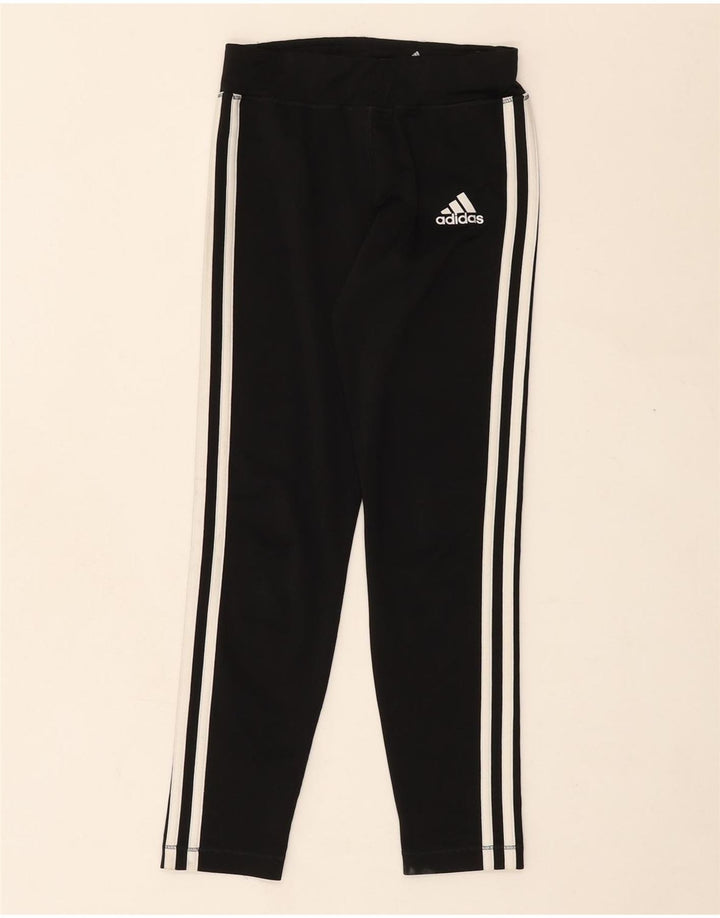 ADIDAS Girls Climalite Tracksuit Trousers 9-10 Years Black Polyester Vintage Adidas and Second-Hand Adidas from Messina Hembry 