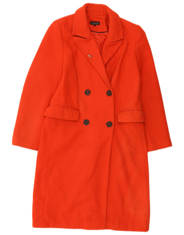 Topshop Dame Dobbeltradet Frakke UK 10 Small Orange Wool