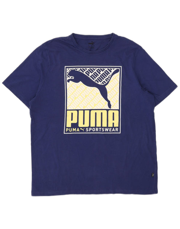 Puma Mens Graphic T-Shirt Top Large Blue