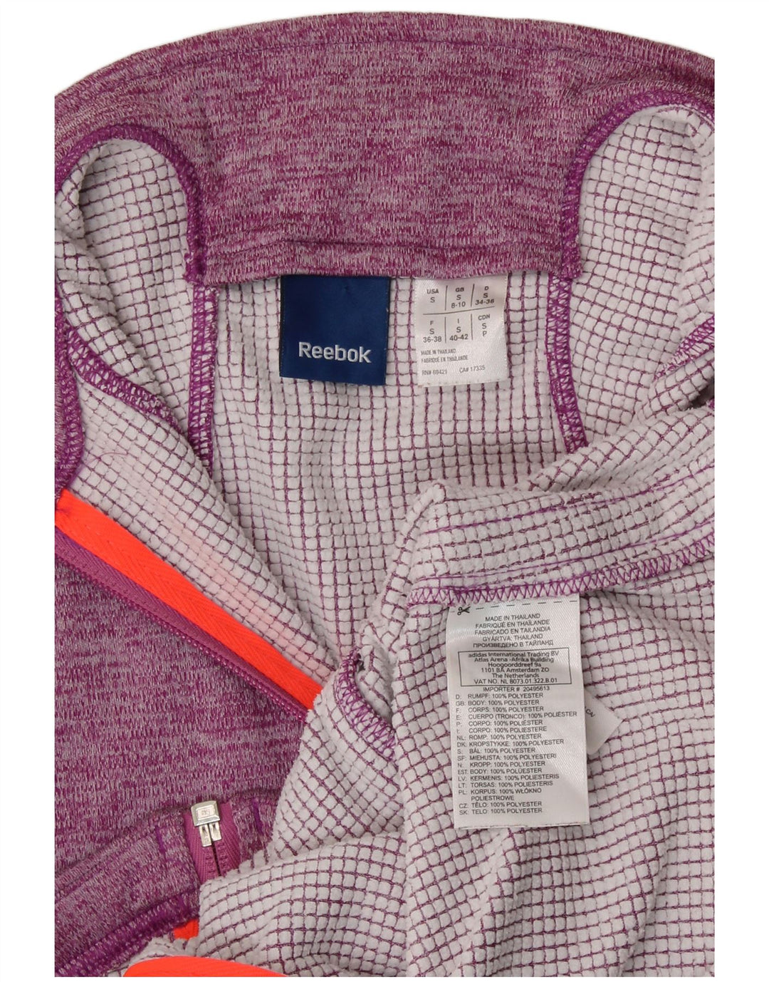 REEBOK træningsdragt topjakke til kvinder UK 8/10 Lille lilla flækket polyester