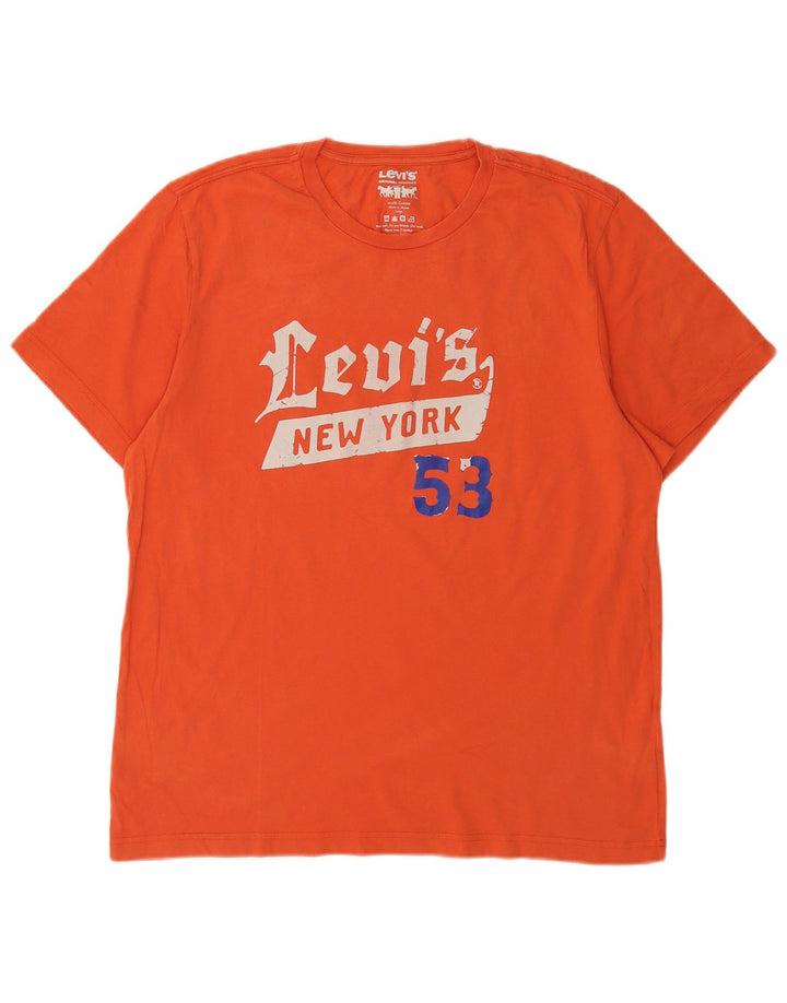 Levi's Herre grafisk T-shirt Top Stor Orange Bomuld