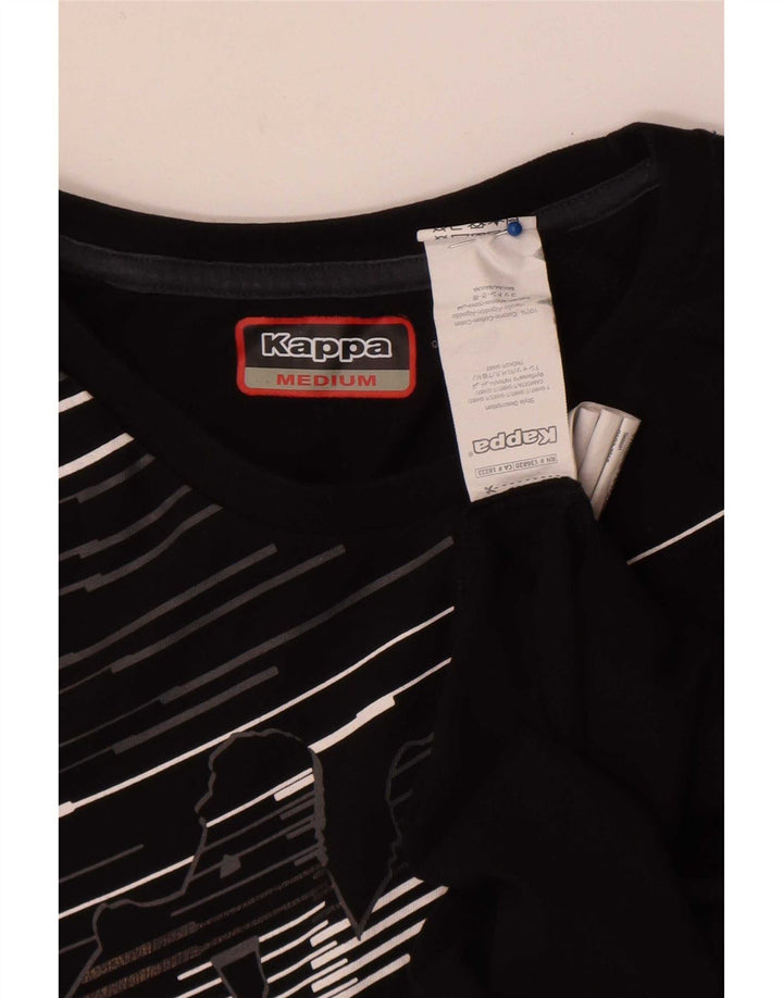 Kappa Herre Grafisk T-Shirt Top Medium Sort Bomuld