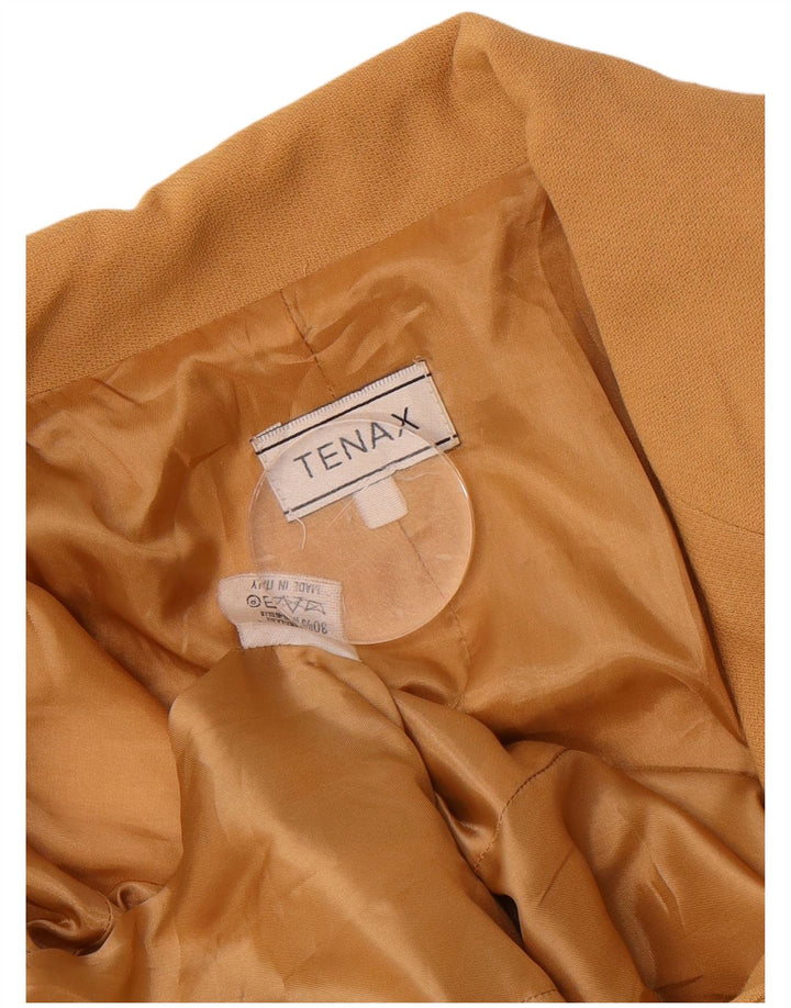 TENAX Womens 3 Button Blazer Jacket UK 12 Medium Brown Viscose