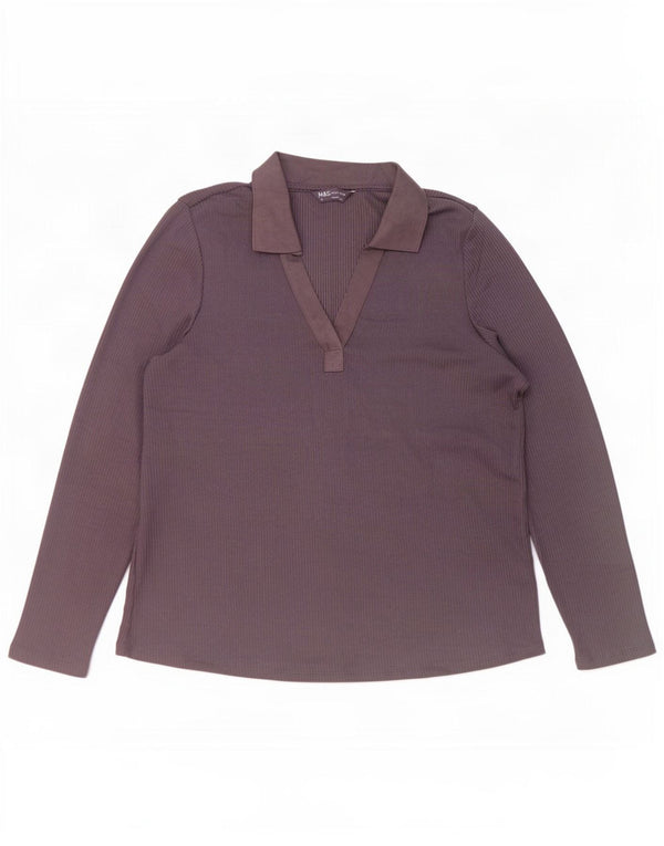 Marks & Spencer langærmet polotrøje til kvinder UK 18 XL Lilla polyester