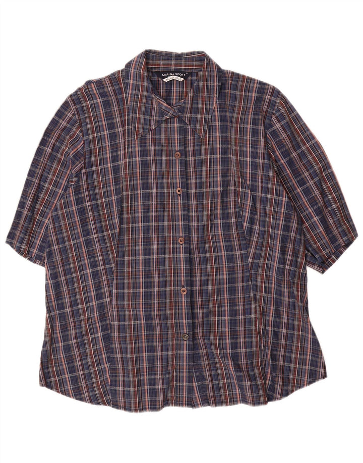 MARINA RINALDI Womens Oversized Shirt Size 23 Medium Navy Blue Check