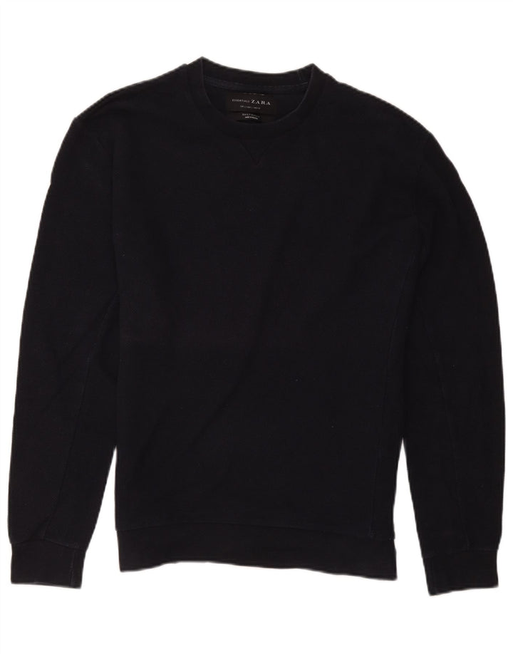 Zara Herre Sweatshirt Jumper Stor Marineblå Bomuld