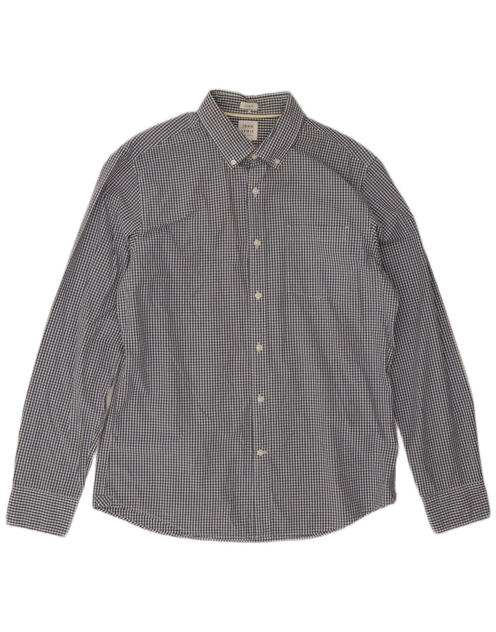 John Lewis Herre Slim Fit Skjorte Large Navy Blue Gingham Cotton