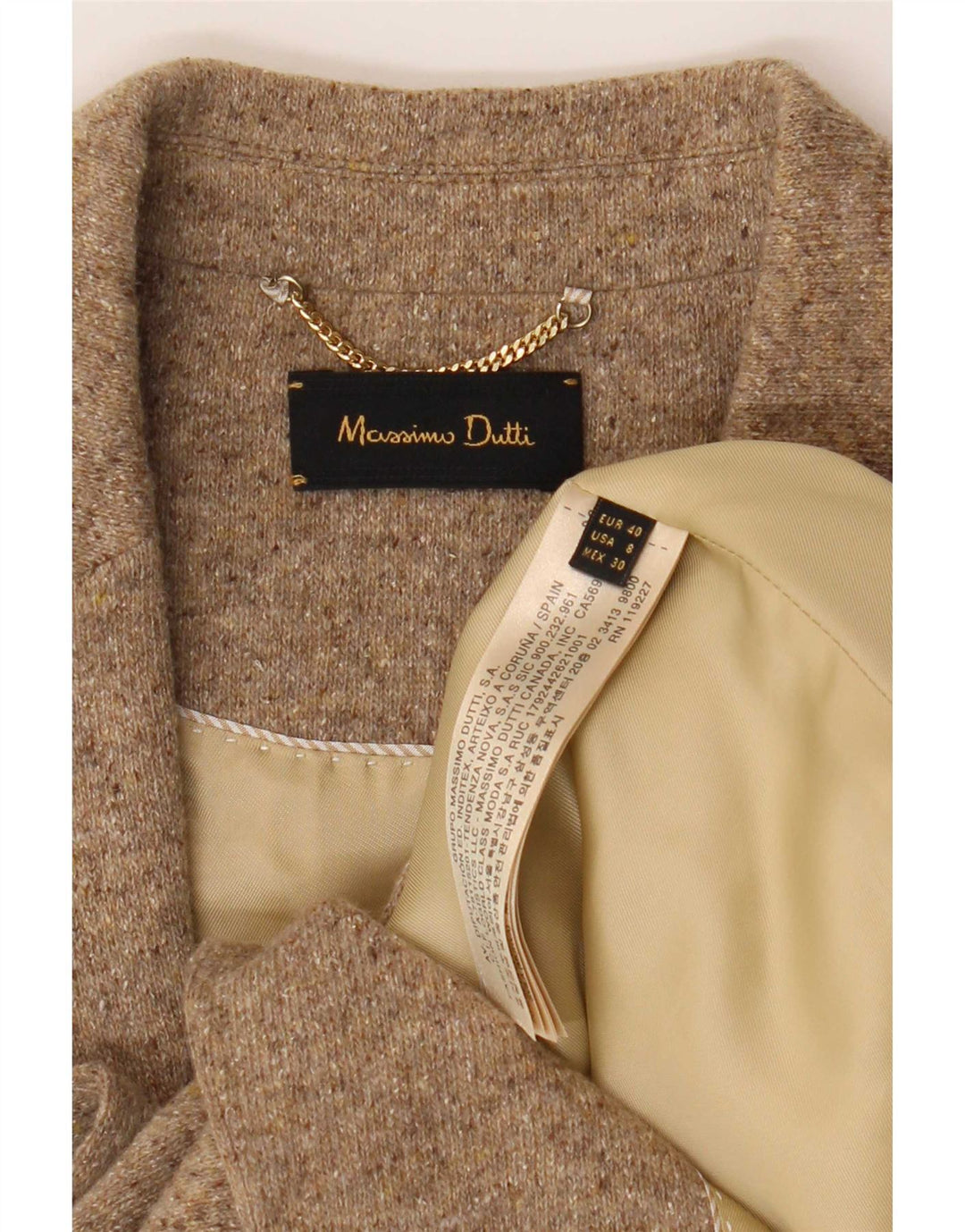 Massimo Dutti Damestrik 2-knaps blazerjakke EU 40 Medium Beige Flecked