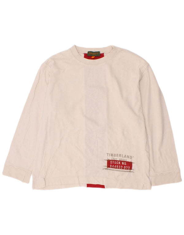 Timberland Boys Grafisk Top Langærmet 7-8 år Beige Colourblock Bomuld