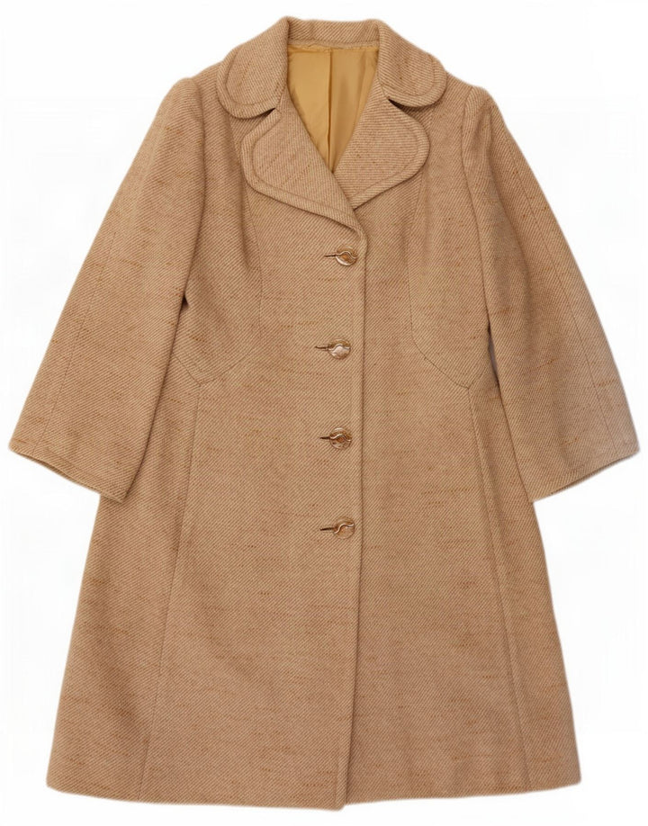 Vintage overfrakke til kvinder UK 10 Small Beige Flecked