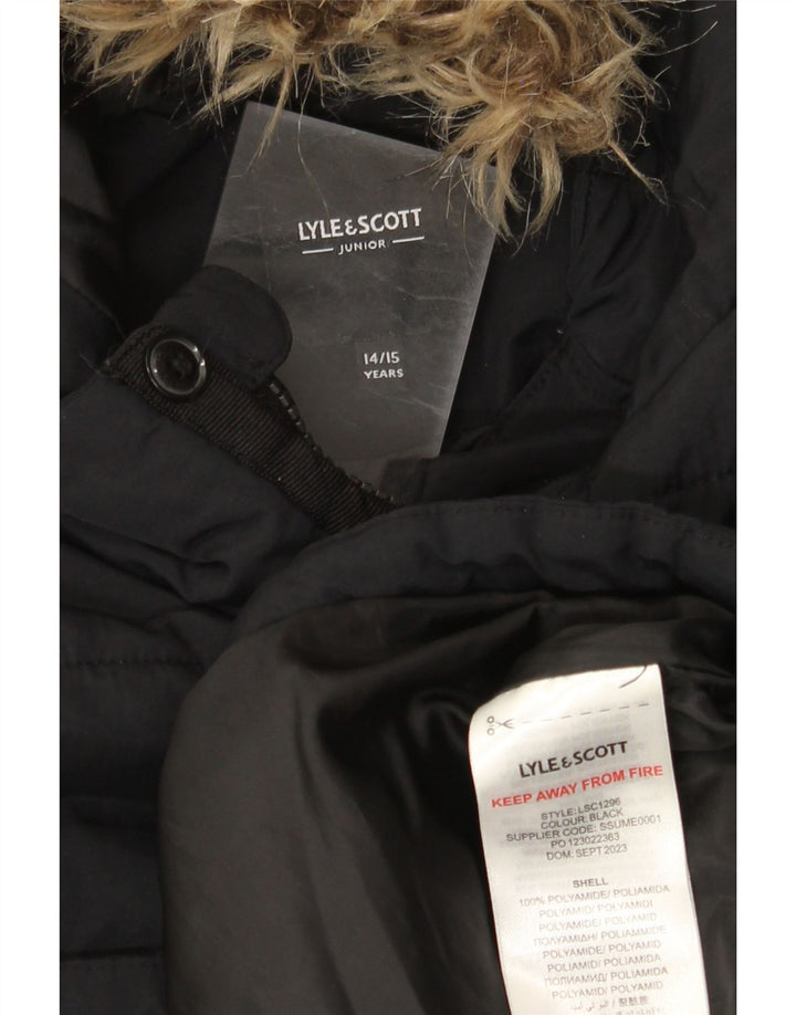 Lyle & Scott drenge hættepolstret jakke 14-15 år sort polyamid