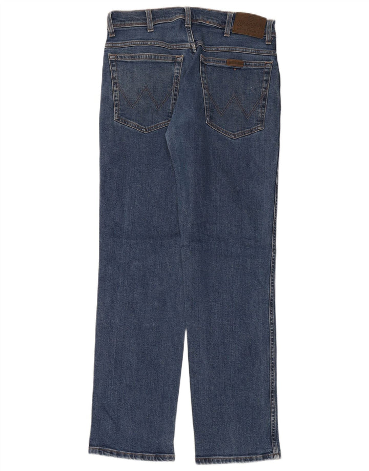 WRANGLER Herre Regular Fit Straight Jeans W32 L32 Blå Bomuld