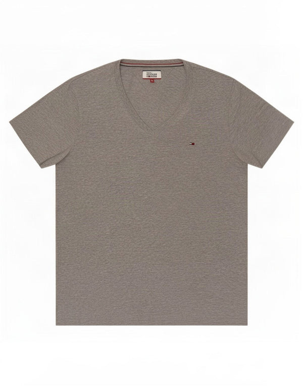 Tommy Hilfiger Herre T-Shirt Top XL Grå Flecked Bomuld