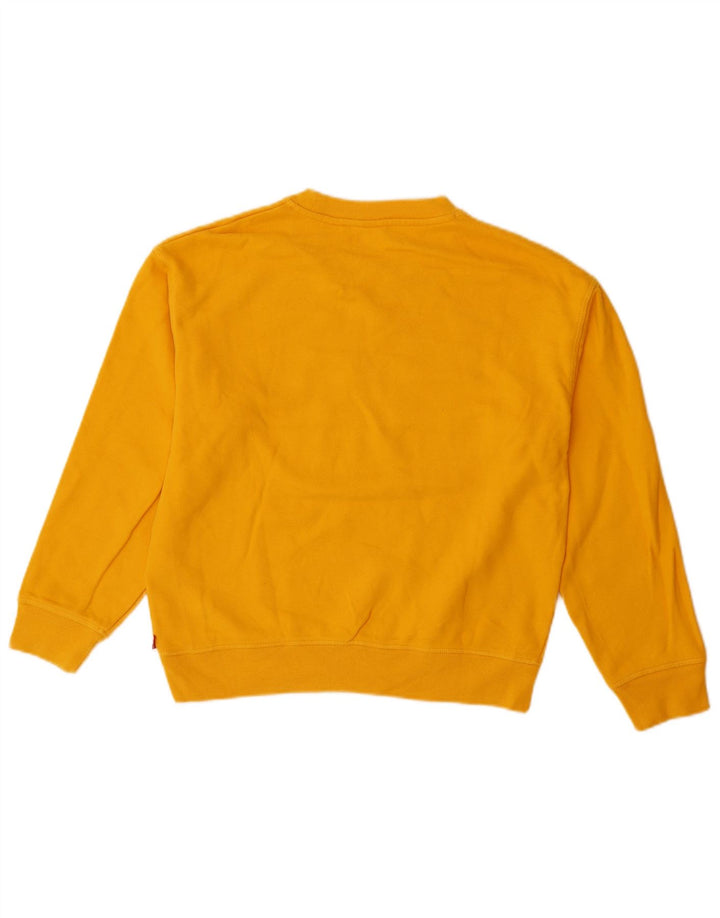 LEVI'S Womens Oversized Graphic Sweatshirt Jumper UK 6 XS Yellow Cotton