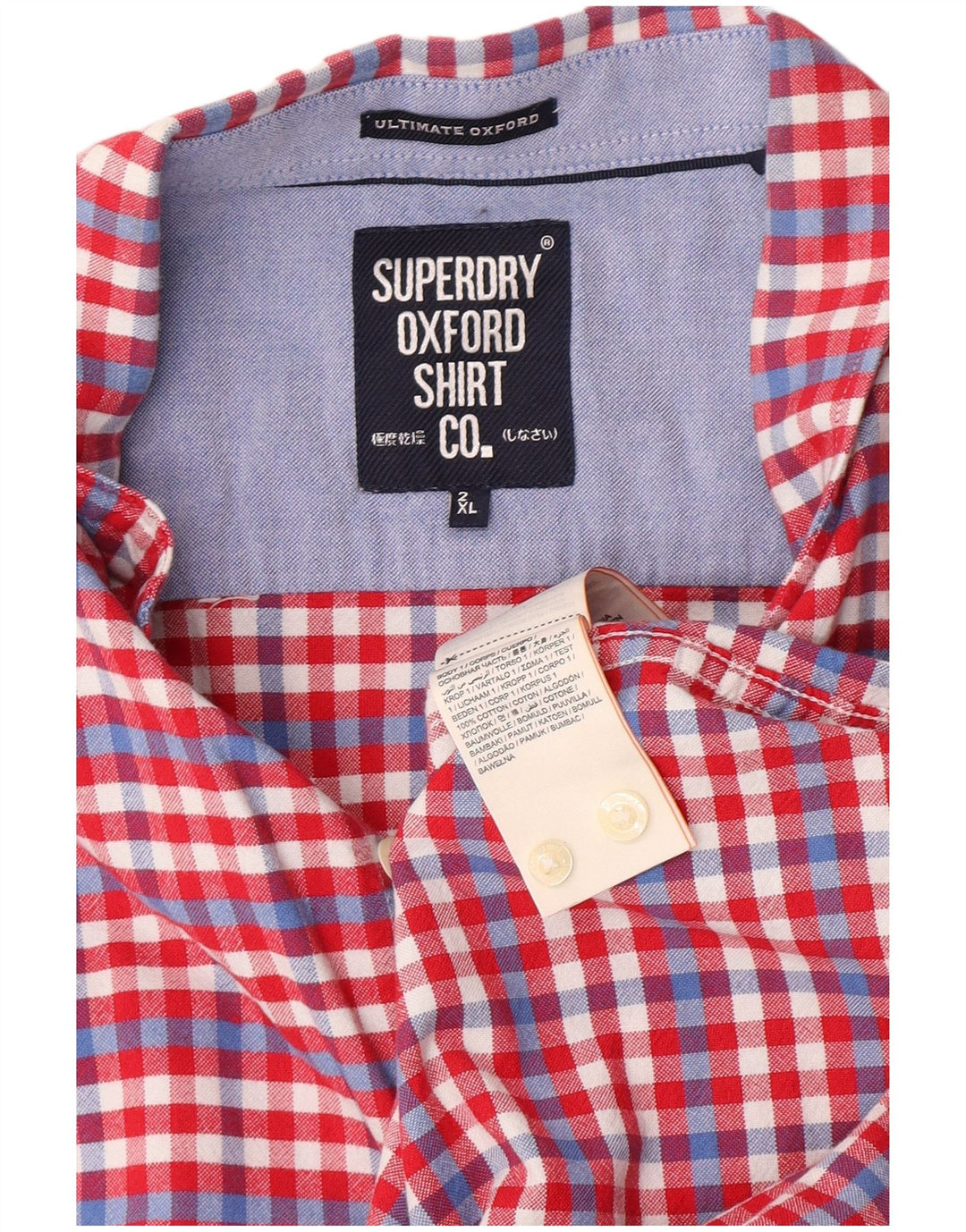 Superdry Kortærmet Herreskjorte 2XL Rød Gingham Bomuld
