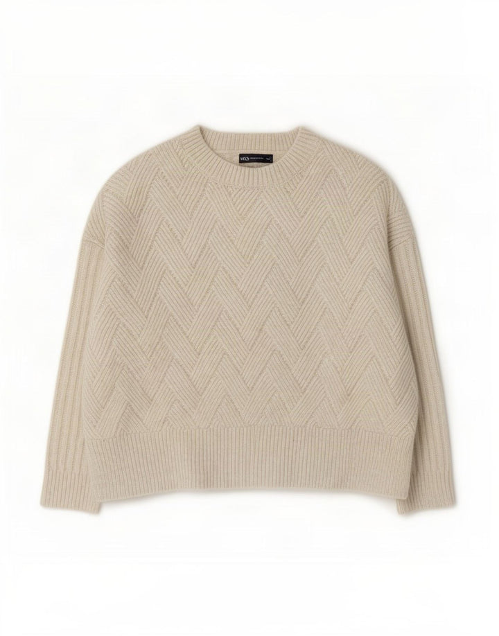 Marks & Spencer Dame Oversized Crew Neck Jumper Sweater UK 16 Large White