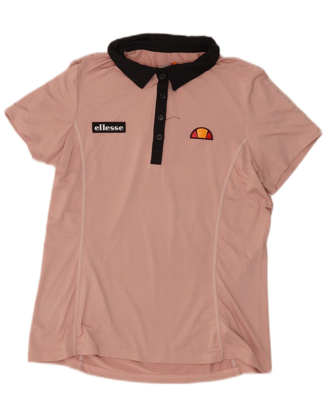 Ellesse Dame Polo Shirt UK 12 Medium Pink Colourblock Polyester