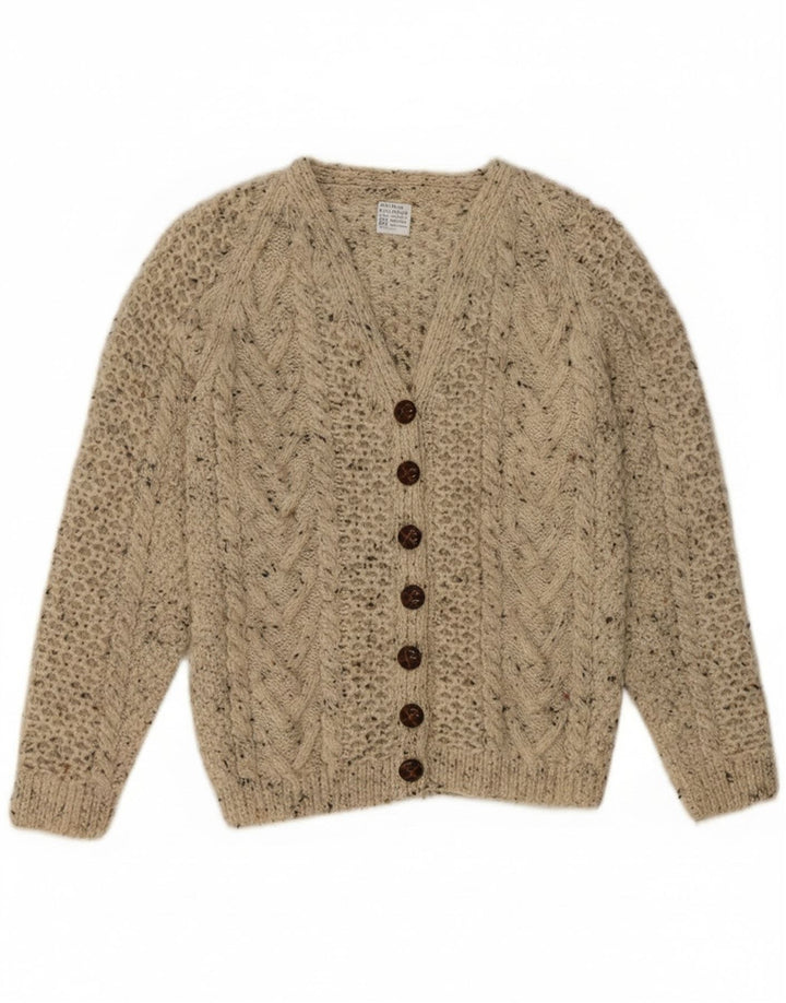 Vintage dame cardigan sweater UK 12 Medium Grey Flecked Wool