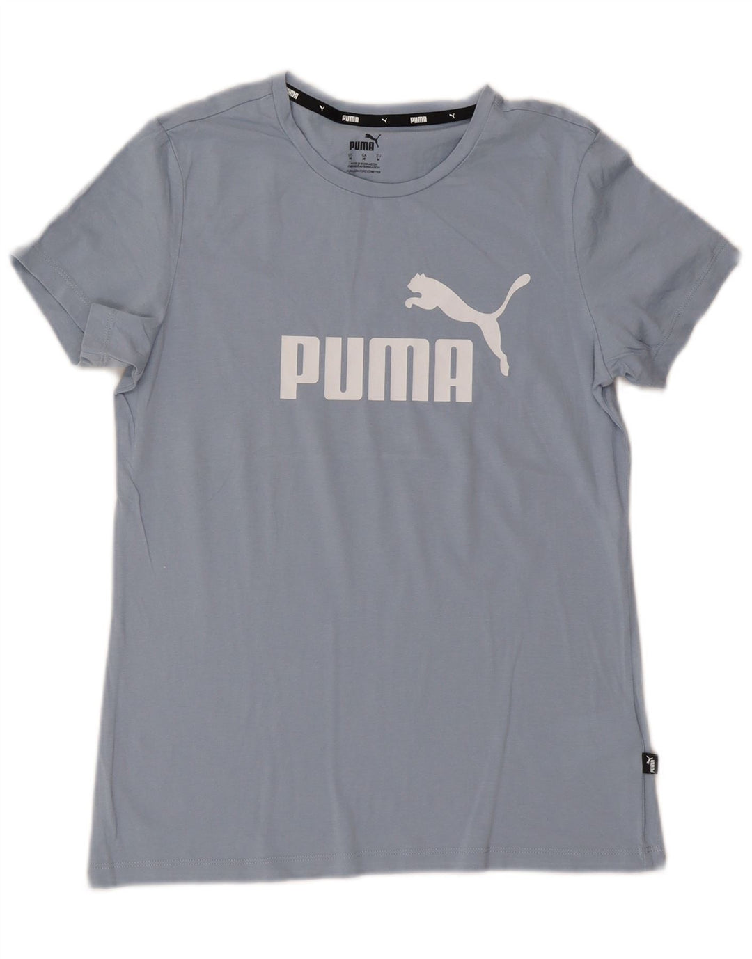 Puma Grafisk T-Shirt Top UK 12 Medium Blå Bomuld